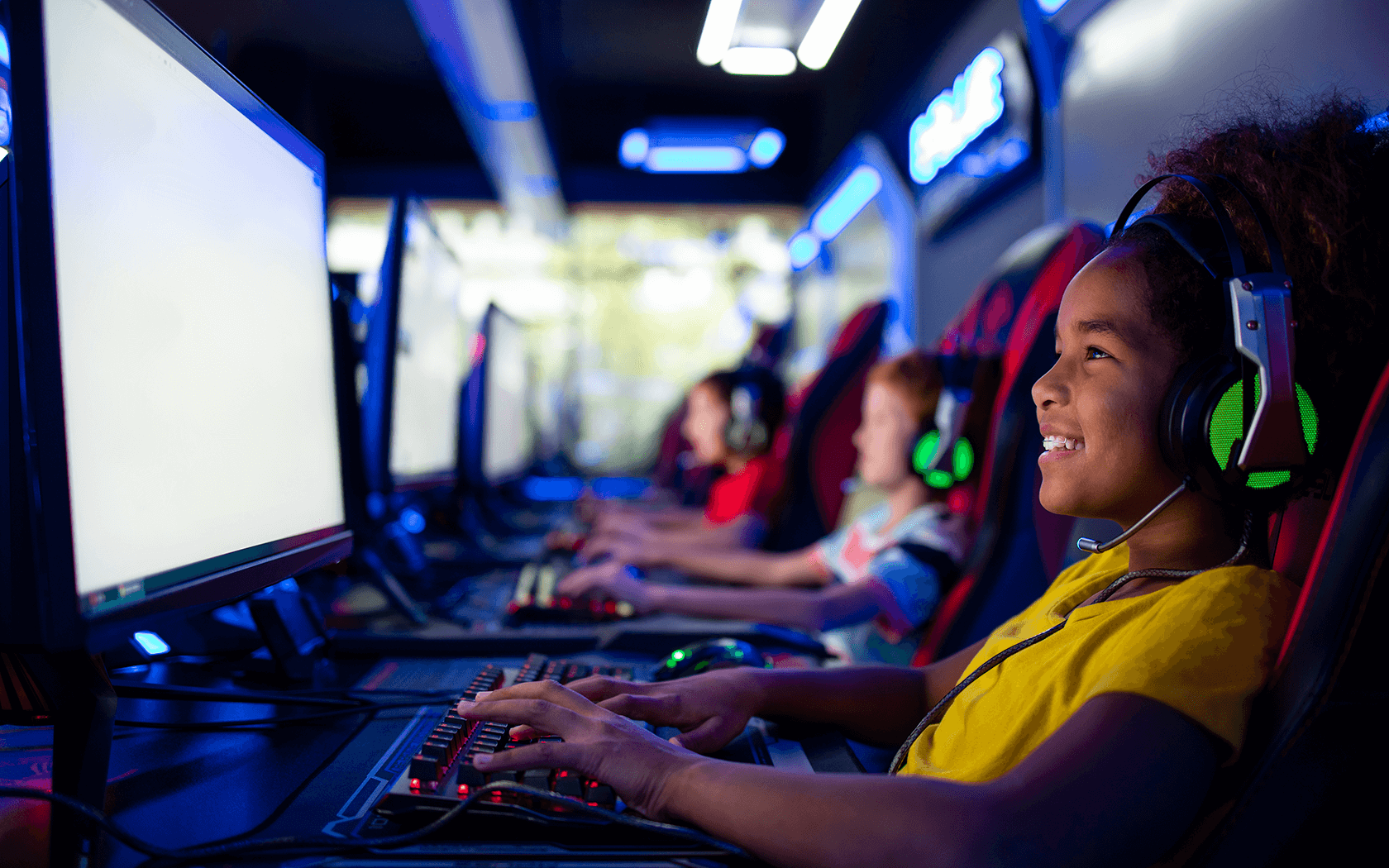 Students competing in an Esports tournament
